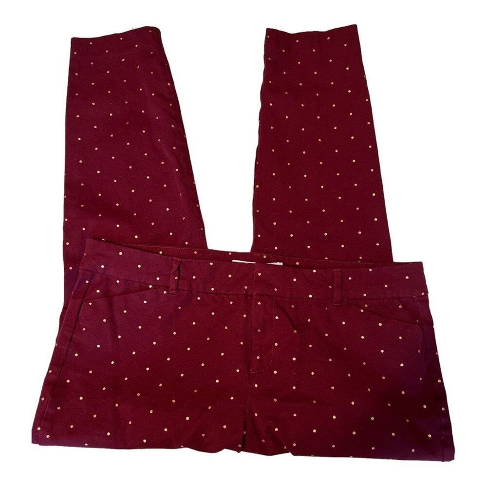 Old Navy Women's Size 16 Petite Maroon Rose Gold Polka Dot Pants